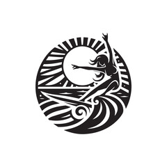 silhouette of a person surfing