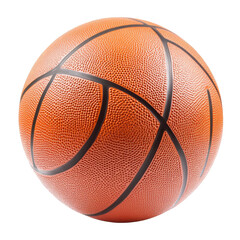 Orange basketball with black lines isolated on a transparent background