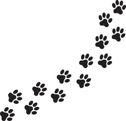 Animal Paw Print Trail Silhouette in Diagonal Walking Pattern vector silhouette