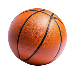 Orange basketball with black lines isolated on a transparent background