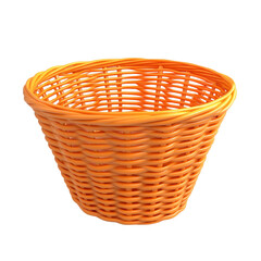 Orange woven basket isolated on a transparent background