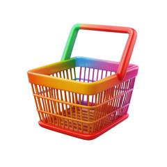 Rainbow shopping basket isolated on a transparent background