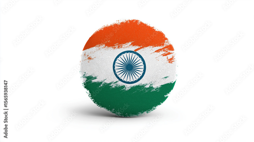 Fototapete indian flag circle: a vibrant circular representation of the indian flag, rendered in a unique grung