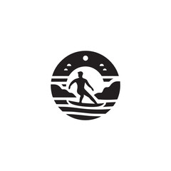 silhouette of a person surfing