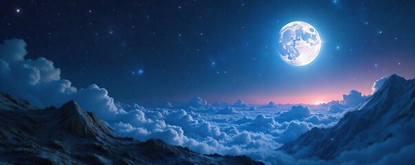 Ethereal moonlight bathes a vast, star-studded universe Celestial bodies shimmer, creating a breathtaking cosmic landscape Perfect for fantasy, science fiction, or spiritual themes , vastness, energy