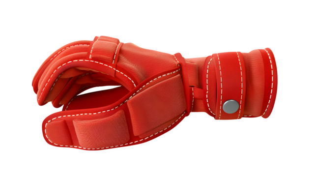 Red Goalkeeper Glove 3d rendered, isolated on transparent background