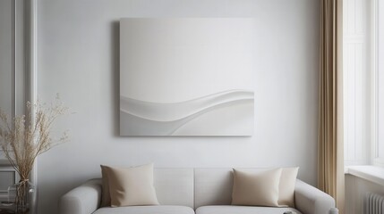 Canvas print mockup, modern abstract art, high-quality home decor, white background