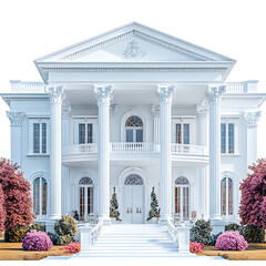 white house in the garden
