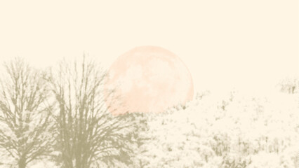abstract halftone sunset in forest nature background.