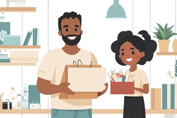 Online shopping and e-commerce: Father and daughter buying things online, sharing the experience of finding the perfect items together, Generative AI