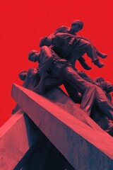 Obraz premium Disobedience Day Monument in Dramatic Urban Setting Premium Bold Summer Sculpture Symbolizing Valor and Resistance for Millennial Social Media Campaigns