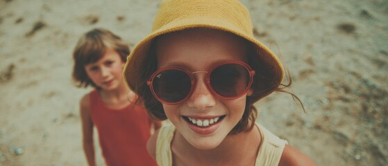 National Stay Out Of The Sun Day Kids Summer Hat Sunglasses Premium Summer Family Lifestyle Joyful Marketing Social Campaign Advertising