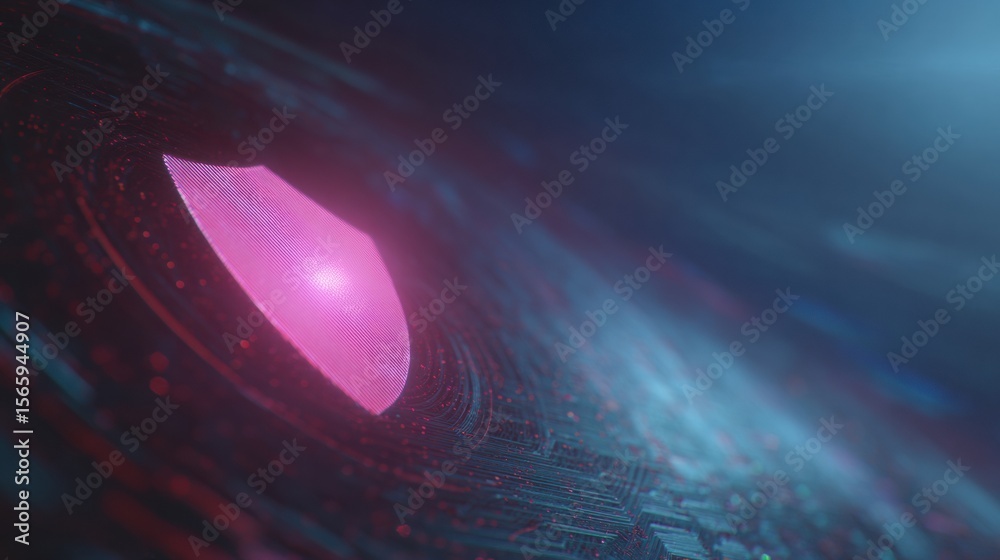 Poster Futuristic Quantum Security Shield with Digital Circuits Over Microchip Network for Advanced Cybersecurity and Data Protection in Technology Marketing