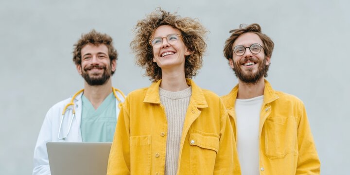 Diverse Medical Team Analyzing Data Professional Healthcare Collaboration, Modern Office Setting, Authentic Teamwork for Editorial and Marketing Use