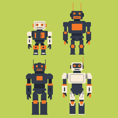 Fototapeta premium set illustration minimalist geometric flat vector design of blocky style robots