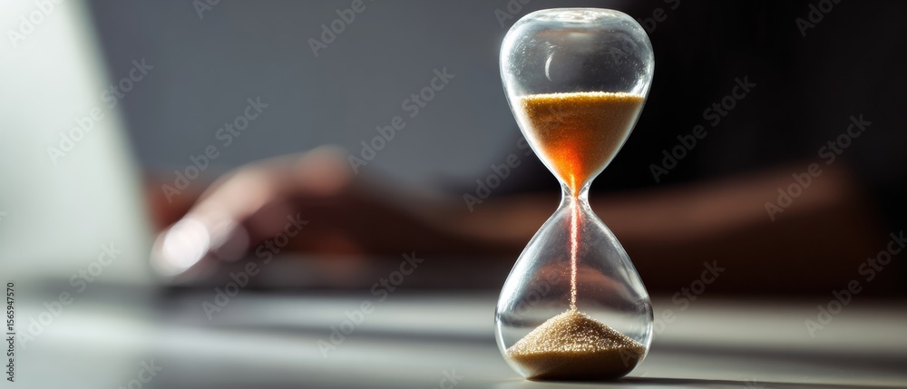 Aufkleber modern productivity timer hourglass in home office workspace premium professional time management fo