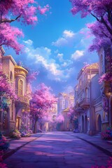 Fototapeta premium Enchanting Spring Street Scene