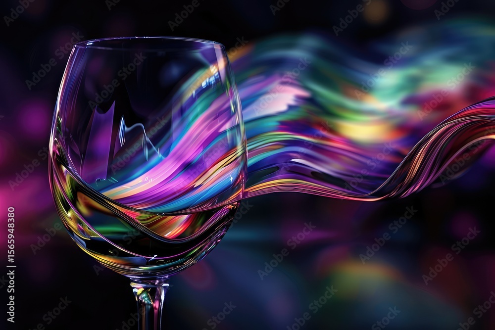 Fototapete beautiful abstract colourful background words fake in a glass on a black background 3d rendering i