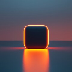 Glowing Cube with Orange Edge Lighting 
