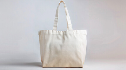 Elegant White Tote Bag with Textured Fabric and Sturdy Handles