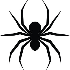 Vector illustration: menacing black spider silhouette design, isolated.