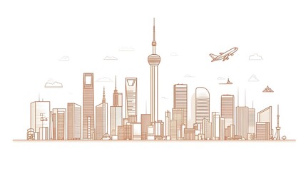 Shanghai Skyline Illustration