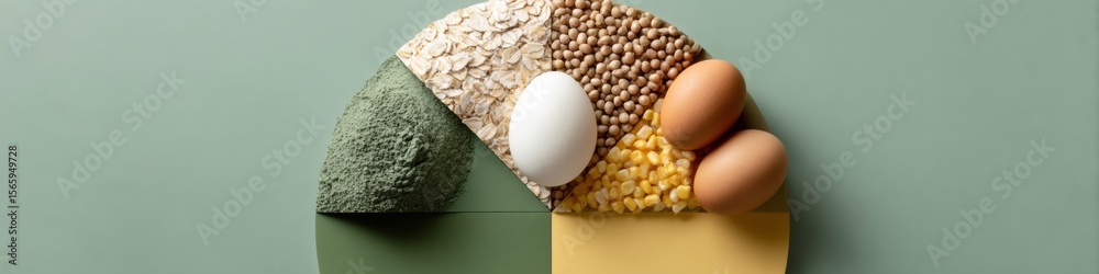 Poster nutrient dense whole food pie chart displaying balanced triangular food groups with grains, vegetabl