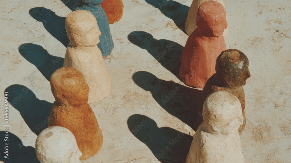 Poster modern authentic political polarization concept with divided figurines representing society clusters