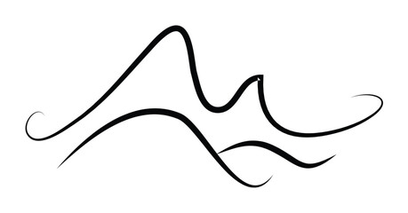 Abstract graphic design of flowing, wavy lines resembling mountains or water.