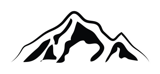 Simple black and white mountain range graphic.