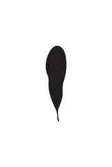 A simple, abstract black shape resembling a leaf against a white background.