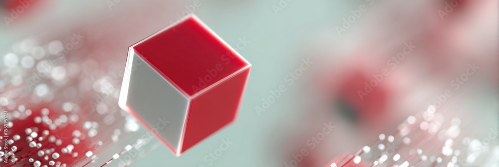 Poster Quantum security cube on advanced data circuits with dynamic digital network connections and glowing lines, symbolizing innovation in data storage systems