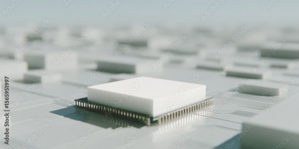 Poster Futuristic Quantum Chip on Integrated Circuit Grid with Active Data Transmission for AI Growth and Big Data Infrastructure Marketing
