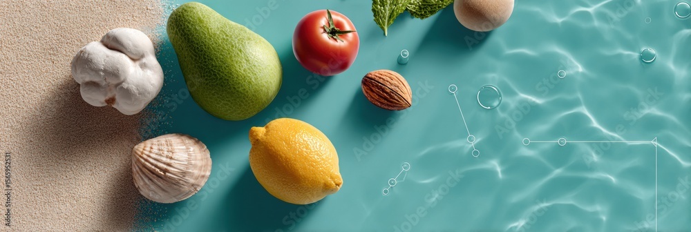 Aufkleber AI-Driven Personalized Nutrition with Fresh Vegetables and Produce in a Modern Tech Interface for Health Optimization and Innovative Diet Solutions