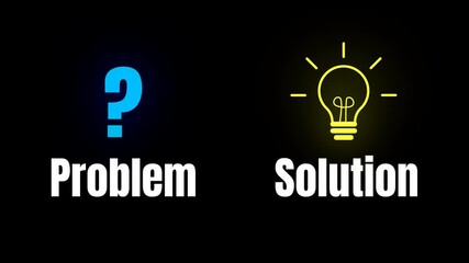 Animation of question mark and light bulb, depicting a problem that becomes a solution. Clean modern design with flat icons on transparent background. Alpha channel