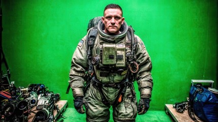 Fototapeta premium Space suit person studio shot
