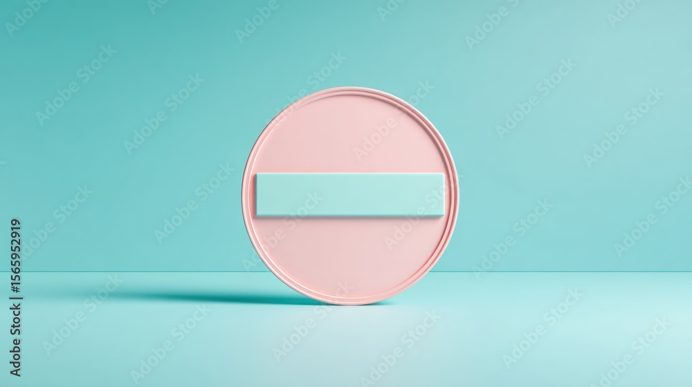 Fototapete Modern Digital Style Entry Restriction Sign with Circular No Entry Symbol on Minimalist Pastel Background for Web and App Content Control