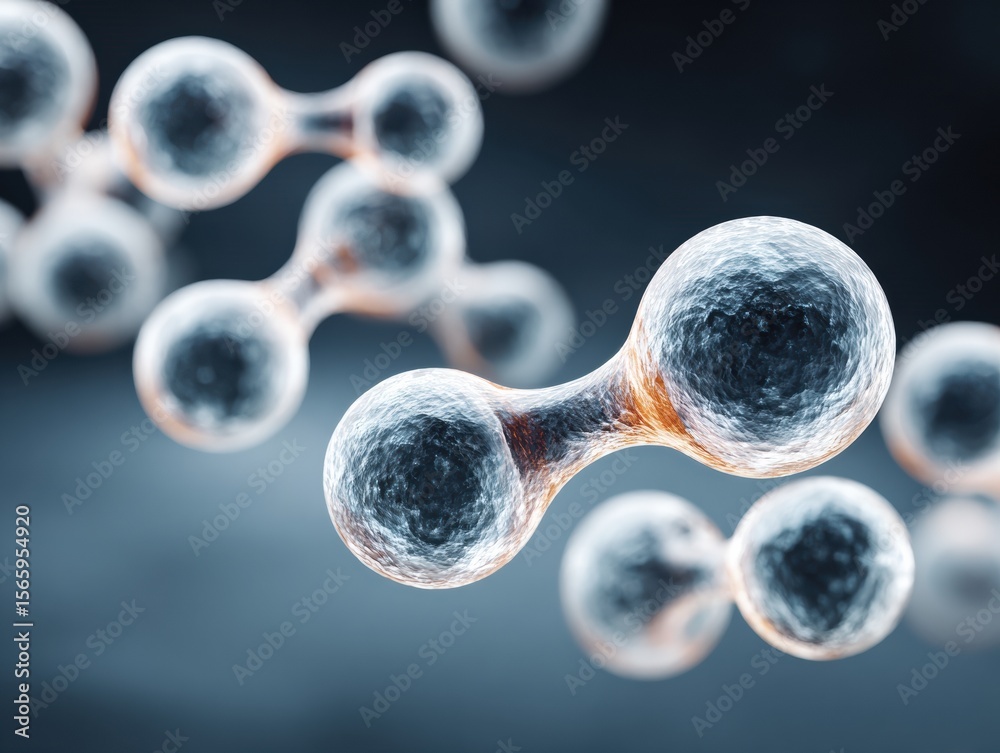 Poster Quantum Molecular Network Concept with Interconnected Spheres on Dark Background for AI Analytics and Scientific Innovation in Tech and Digital Business