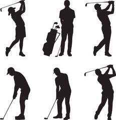 Obraz premium Golfer Swing Silhouette DesignProfessional Golfer Vector ArtGolf Club Swing IllustrationDynamic Golf Pose SilhouetteTee Off Golfer Clipart Graphic