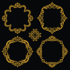 Serene Gold Floral Frames Premium Decorative Scheme Set Calm Visuals