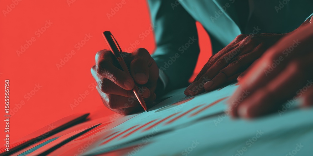 Poster Professional Human and Robotic Assistant Collaborating on Data Analysis Modern Authentic AI Business Intelligence for Corporate Marketing and Tech Content