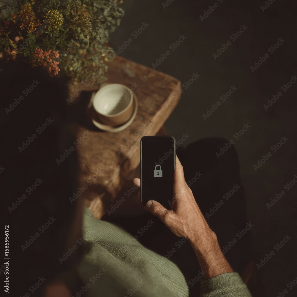 Poster Modern Professional Biometric Lock Smartphone Security Premium Authentic Mobile Authentication for Confident Corporate Business and Tech Marketing Content