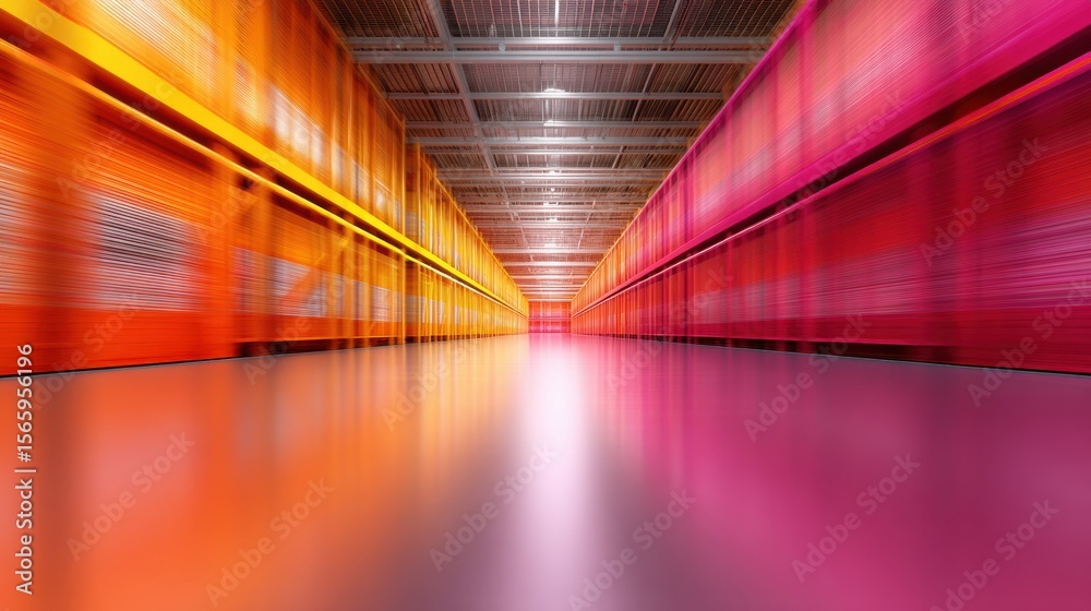 Poster Modern Smart Warehouse with Real-Time Tracking and Automated Inventory Premium Tech Logistics Content for Professional Business Marketing