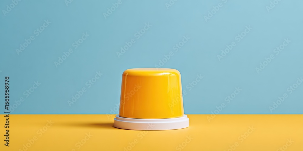 Poster central alert siren beacon emitting signal on minimalist tabletop for safety and immediate threat de