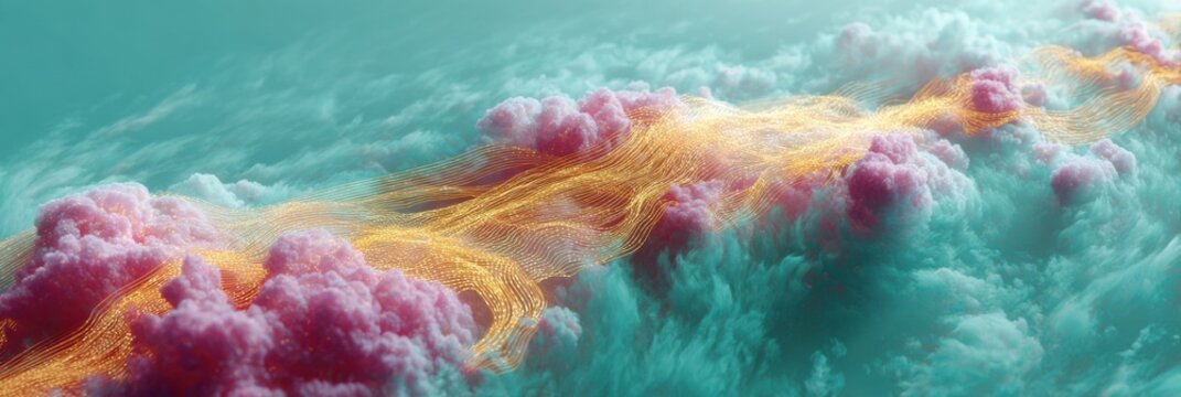 Futuristic Visualization of Atmospheric Flow with Dynamic Cloud Formations and Data Stream Textures for Advanced Climate Tech and Environmental Monitoring