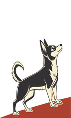 Obraz premium Cute chihuahua dog silhouette standing and looking upward or sky proudly vertical portrait format 