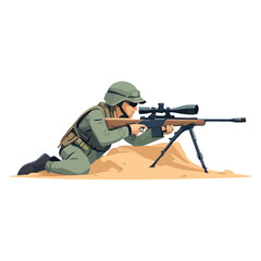 Fototapeta premium Sniper Aiming in Prone Position Vector