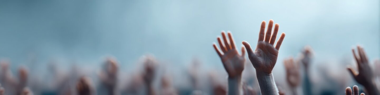 Energetic Crowd Silhouettes with Raised Hands at Election Night Event Premium Modern Social Unity Content for Marketing and Advertising Campaigns