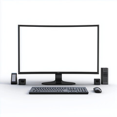 Fototapeta premium white screen monitor in office identical