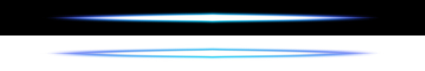 Blue horizontal laser light effect with black and transparent background  © imak